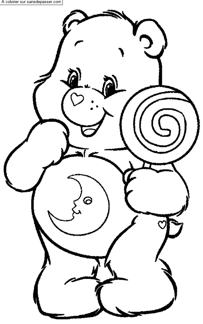 Coloriage Bisounours avec une sucette par un invit&eacute;