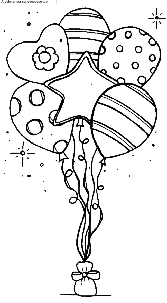 Coloriage Ballons en f&ecirc;te par un invit&eacute;