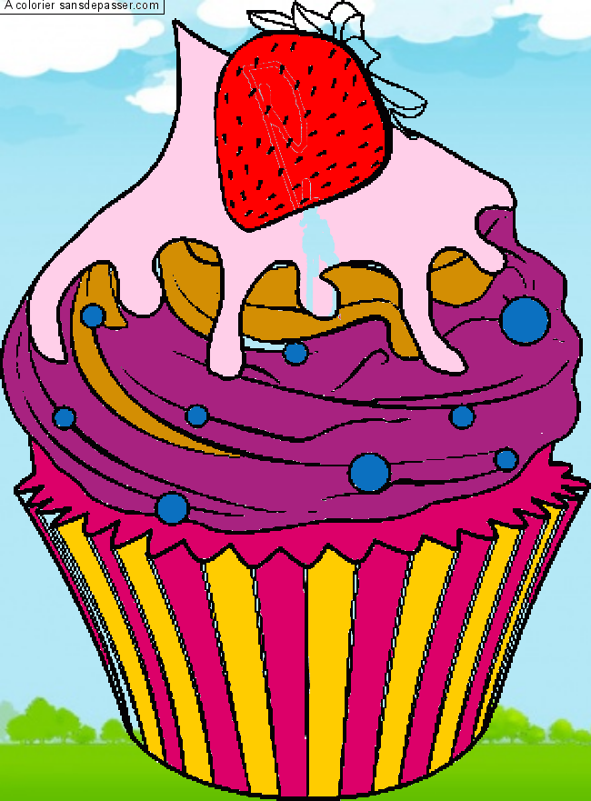 Coloriage Cupcake &agrave; la cr&egrave;me