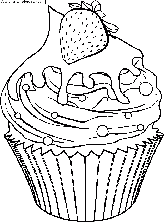 Coloriage Cupcake &agrave; la cr&egrave;me