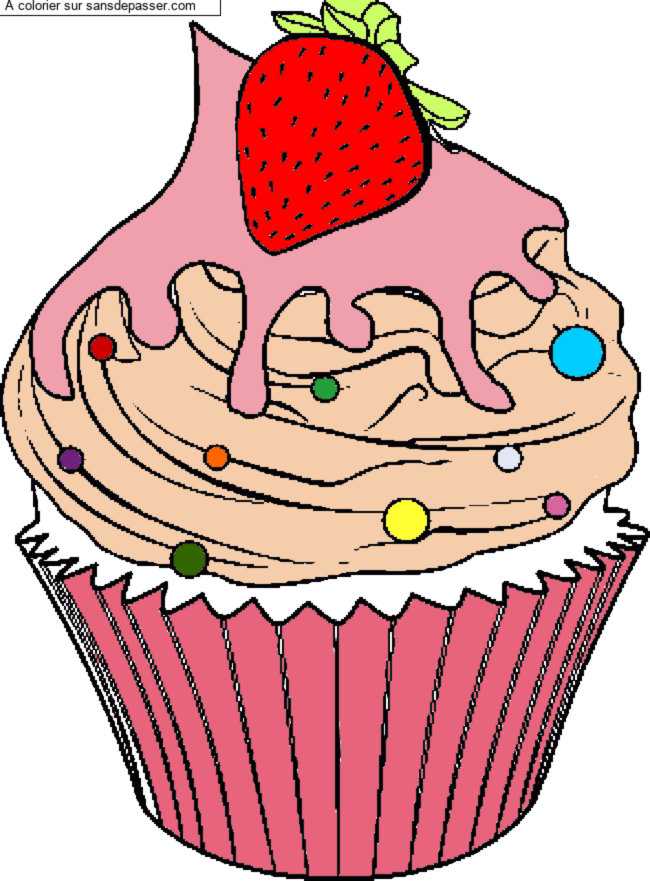 Coloriage Cupcake &agrave; la cr&egrave;me par un invit&eacute;