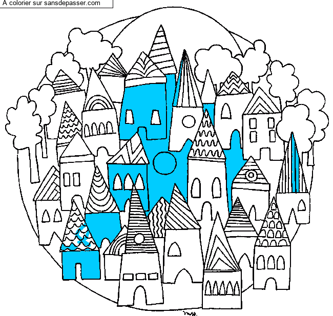 Maisons &agrave; colorier par un invit&eacute;