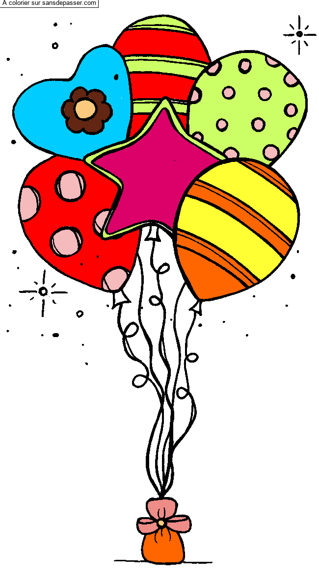 Coloriage Ballons par oiseau