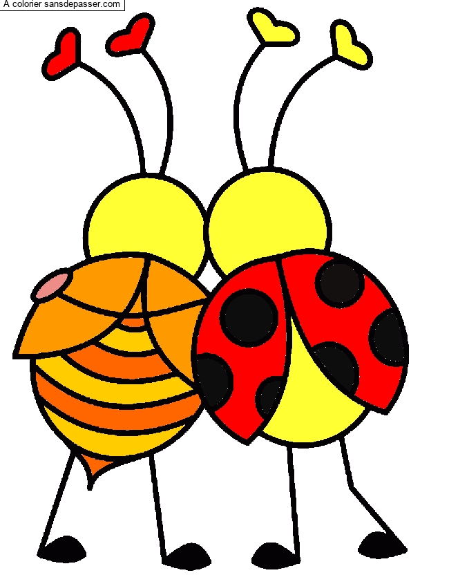 Coloriage Coccinelle et abeille amoureuses par un invité