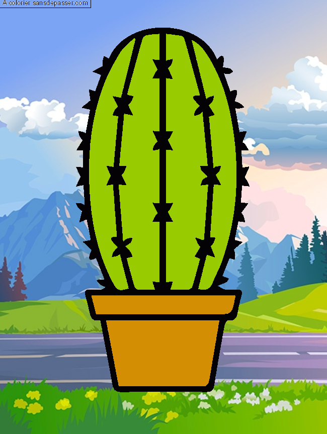 Coloriage Cactus dans son pot