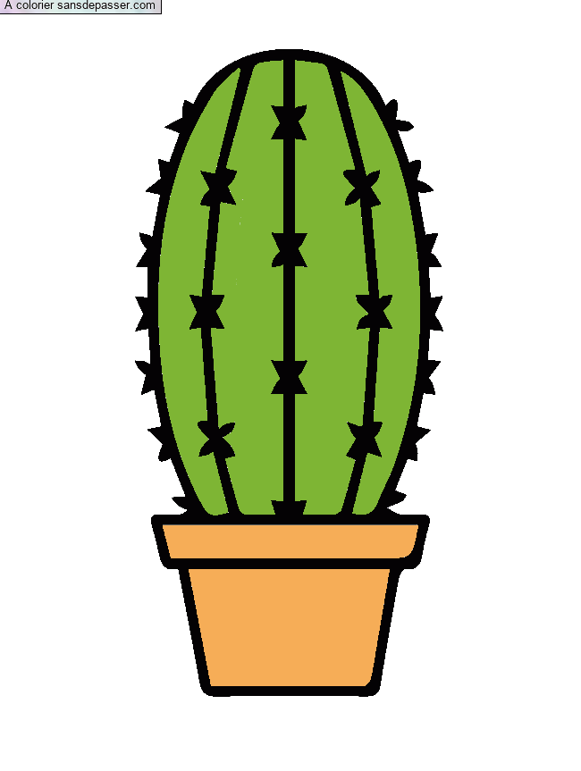 Dessin colori : Coloriage Cactus dans son pot par un invit - Sans Dpasser