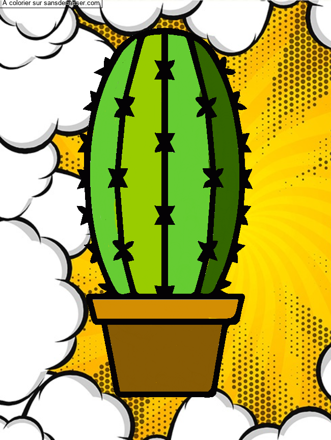 Coloriage Cactus dans son pot par dessinpro30678