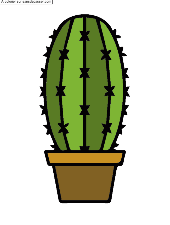 Coloriage Cactus dans son pot par un invité