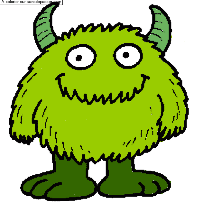 Coloriage Petit monstre poilu par un invit&eacute;