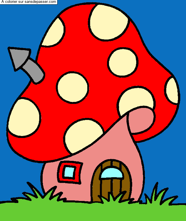 Coloriage Maison Champignon par un invit&eacute;
