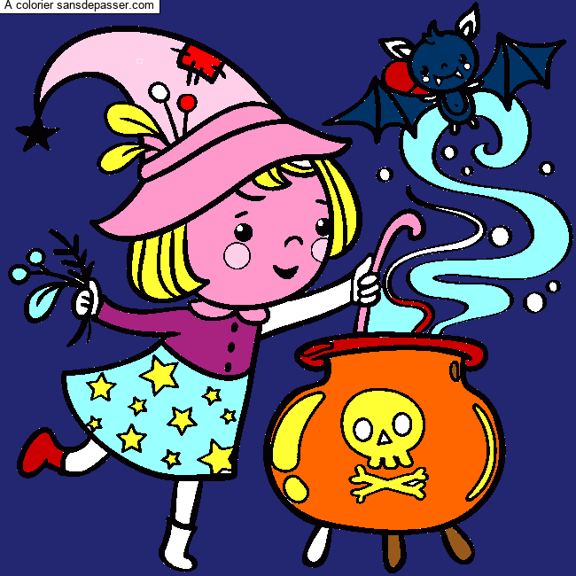 Coloriage Petite Sorci&egrave;re par un invit&eacute;