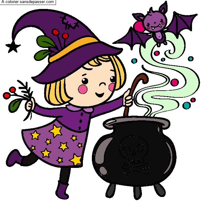 Coloriage Petite Sorci&egrave;re par un invit&eacute;