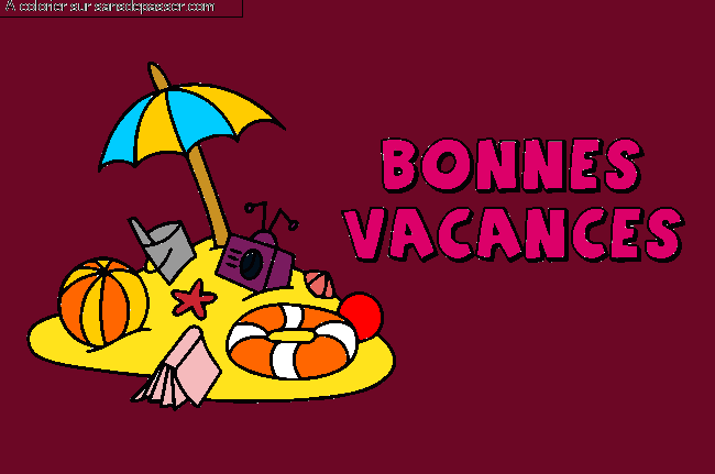 Coloriage Bonnes Vacances par un invit&eacute;