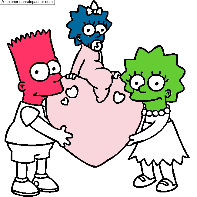 Coloriage Bart, Lisa et Maggie Simpson