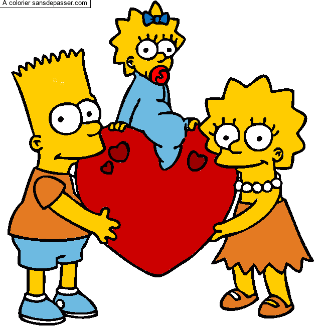 Coloriage Bart, Lisa et Maggie Simpson par Laur&eacute;line