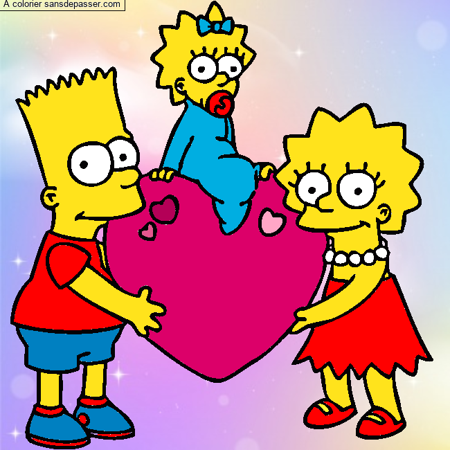 Coloriage Bart, Lisa et Maggie Simpson par un invité