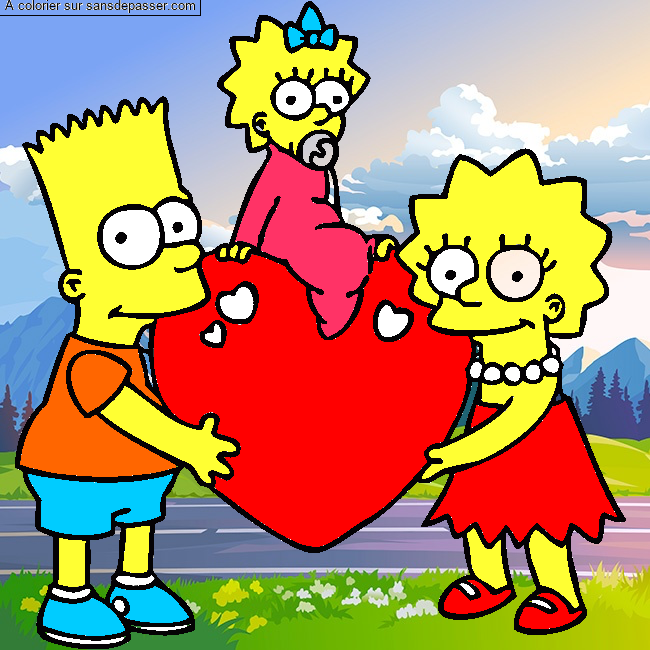 Coloriage Bart, Lisa et Maggie Simpson par un invité