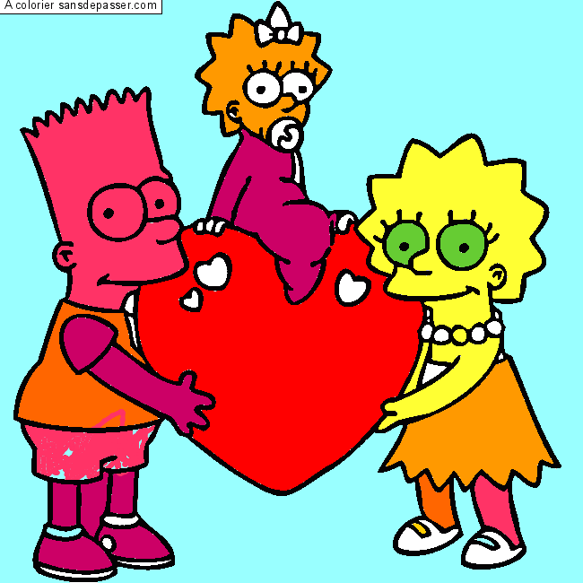 Coloriage Bart, Lisa et Maggie Simpson