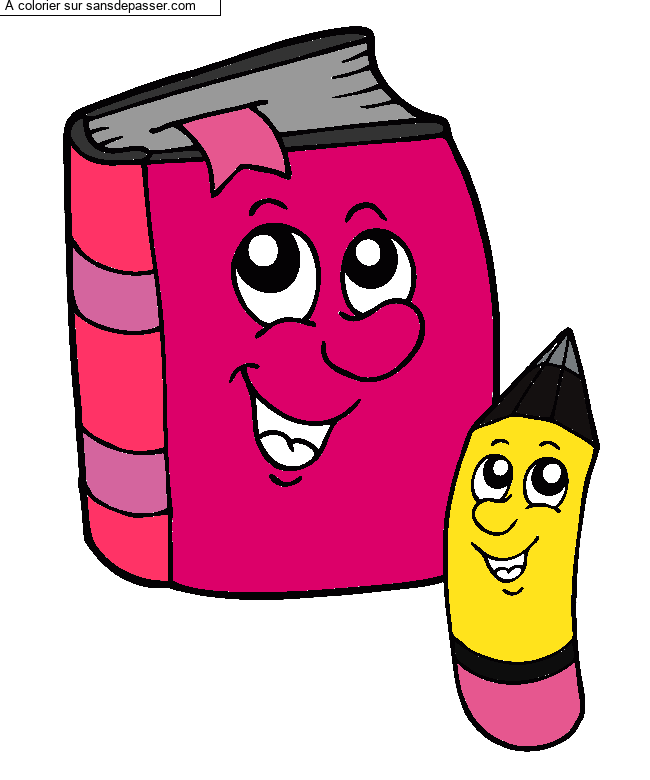 Coloriage Livre et Crayon par un invit&eacute;