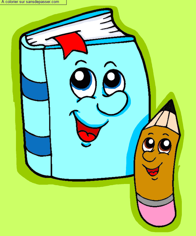 Coloriage Livre et Crayon par un invit&eacute;