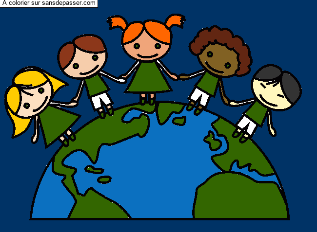 Coloriage Tous copains !  par un invit&eacute;