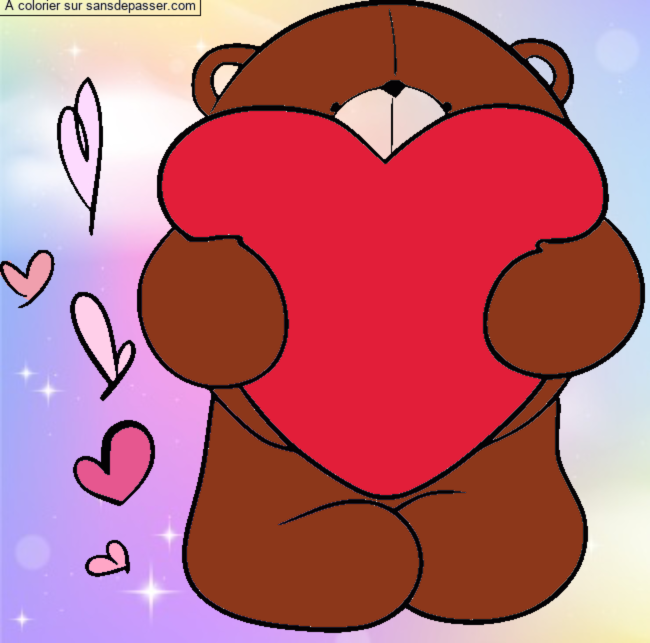 Coloriage Ours et coeur par un invit&eacute;
