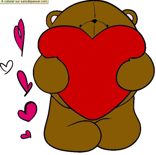 Coloriage Ours et coeur par un invit&eacute;