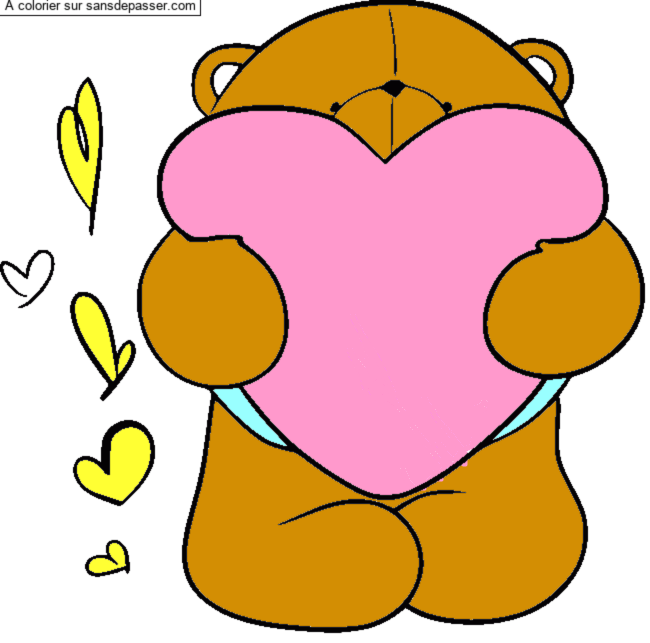 Coloriage Ours et coeur par un invit&eacute;