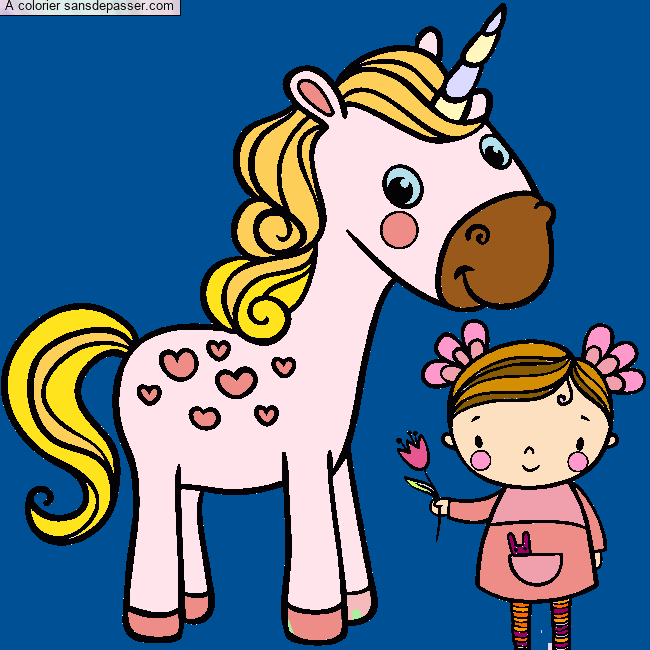 Licorne et petite fille par un invit&eacute;