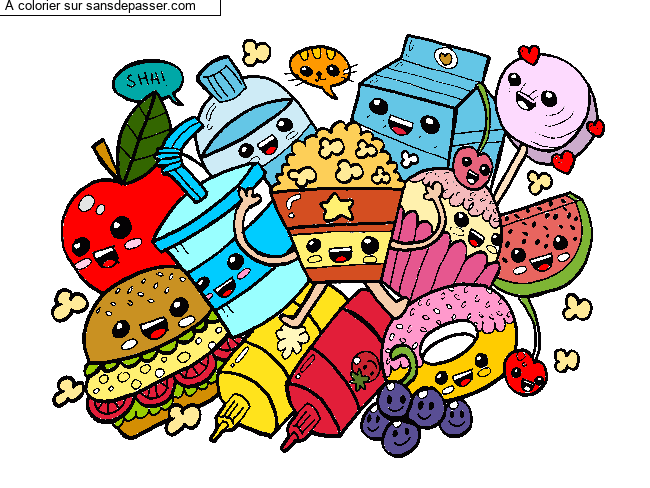 Coloriage Aliments Kawaii par un invit&eacute;