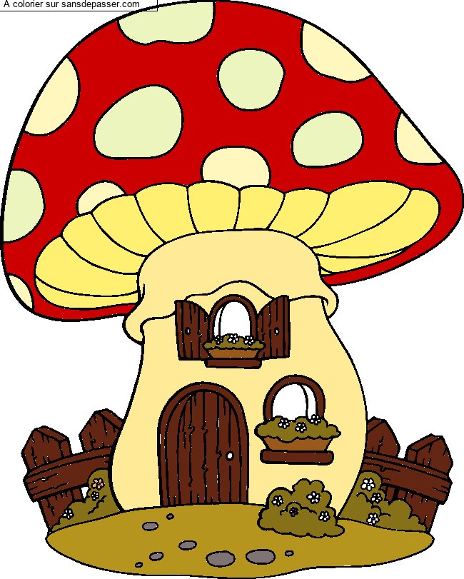 Coloriage Maison Champignon par un invit&eacute;