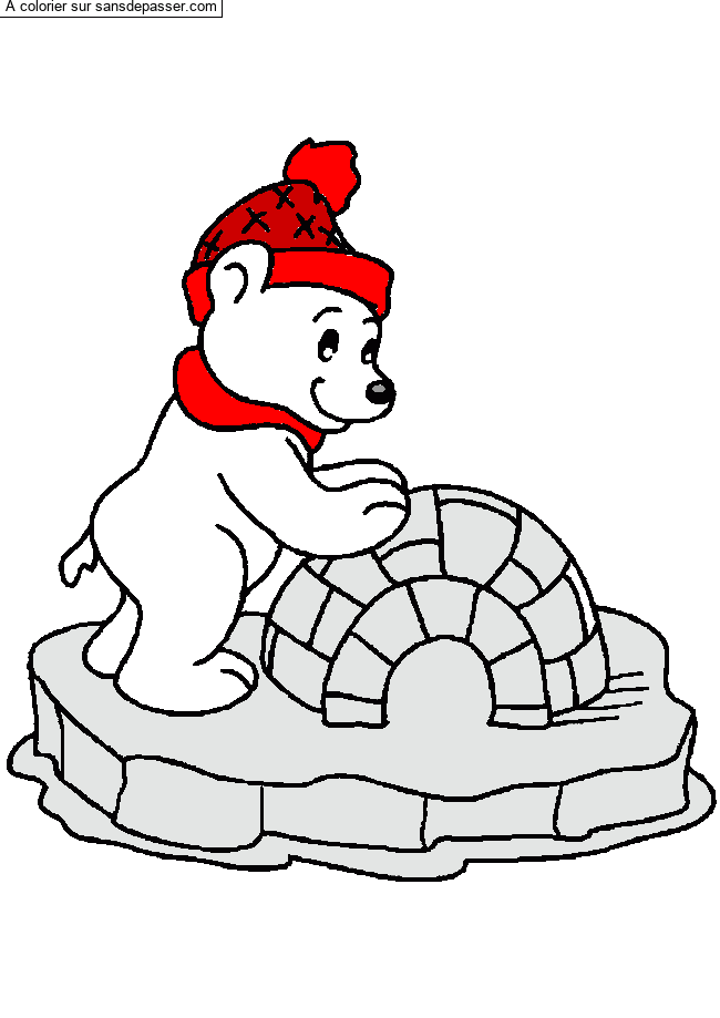 Coloriage Ours et son igloo par un invit&eacute;