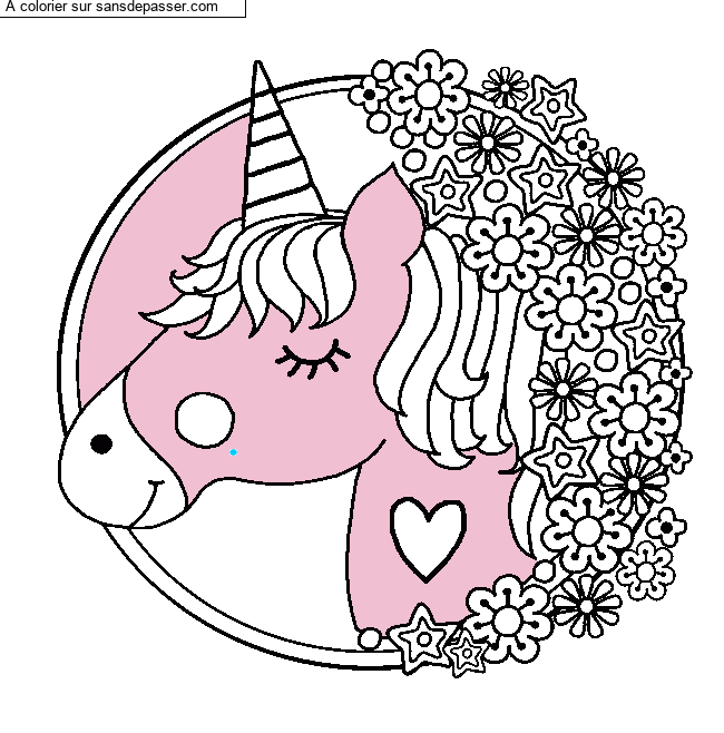 Coloriage Mandala Licorne par un invit&eacute;