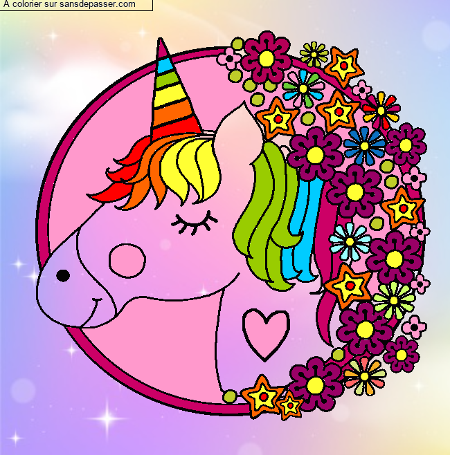 Coloriage Mandala Licorne par un invit&eacute;
