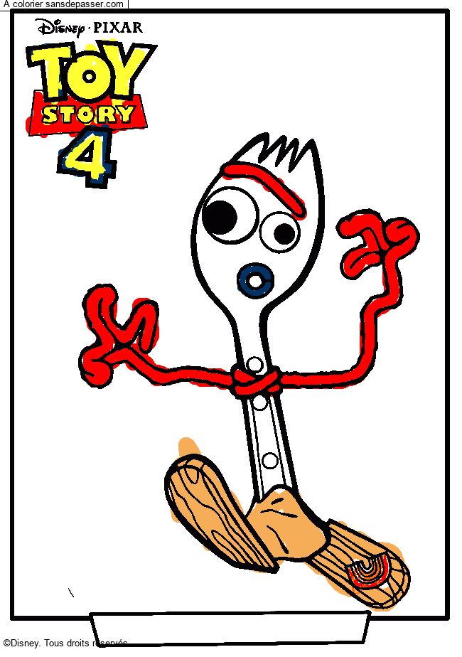Coloriage Fourchette - Toy Story 4