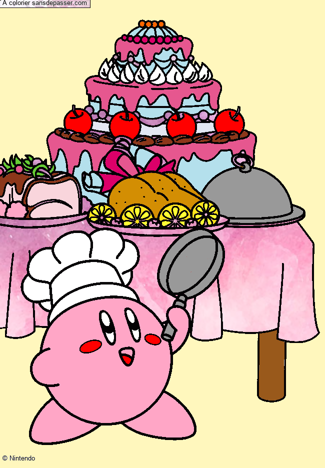 Coloriage Kirby Cuisinier