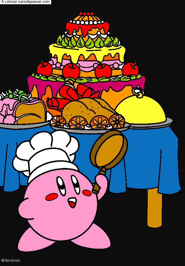 Coloriage Kirby Cuisinier par Gabi