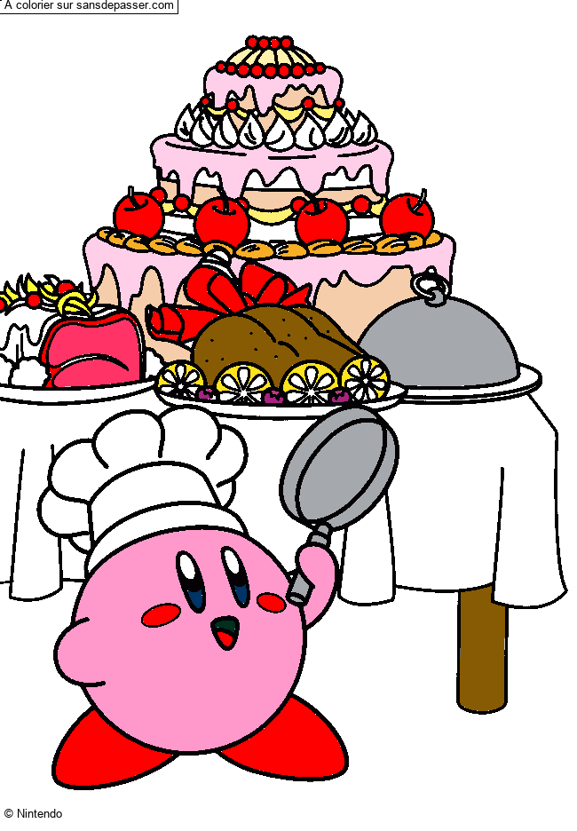 Coloriage Kirby Cuisinier par aline