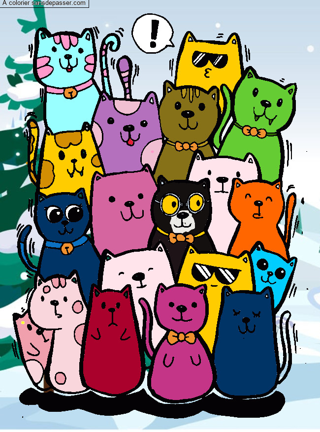 Coloriage Bande de chats par MadinBJ
