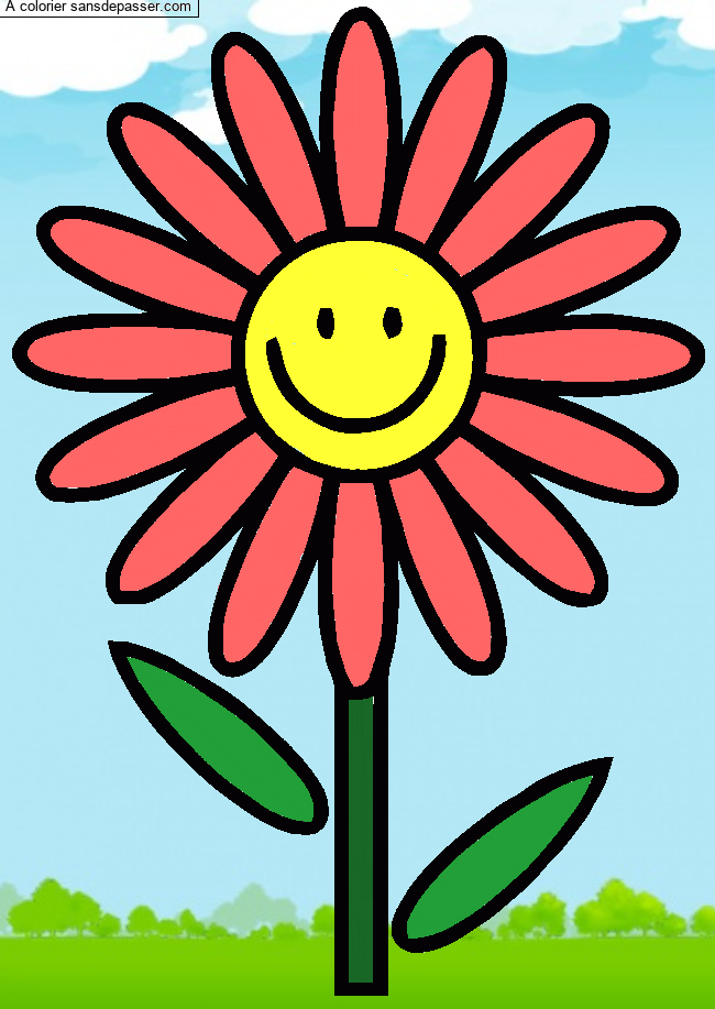 Coloriage Fleur souriante