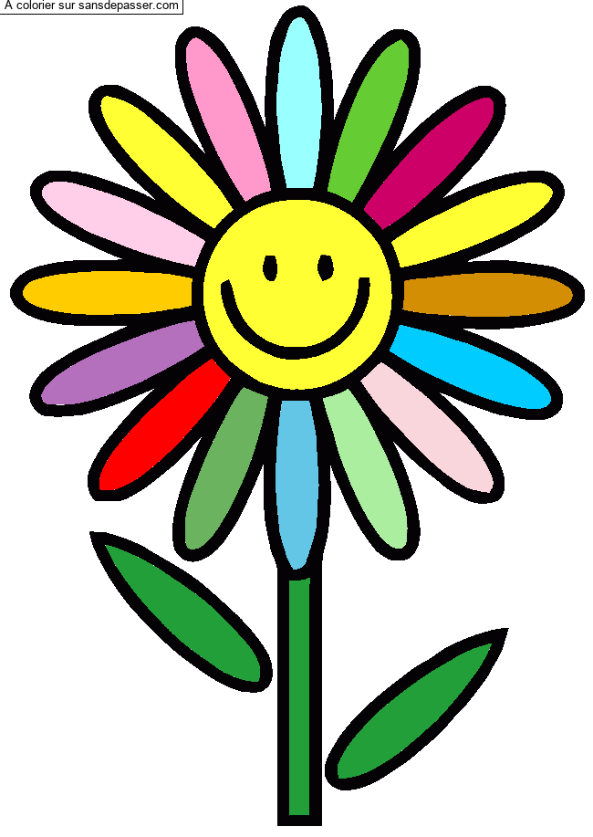 Coloriage Fleur souriante par un invité