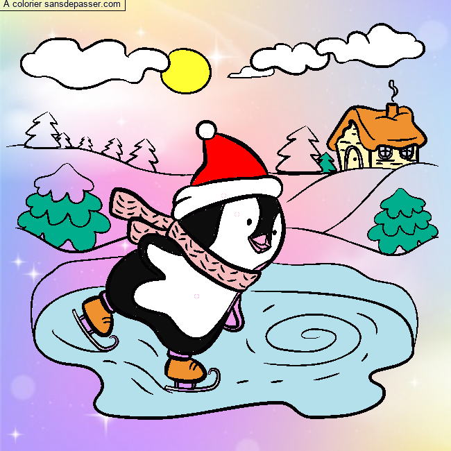 Coloriage Pingouin sur glace par jojocookies