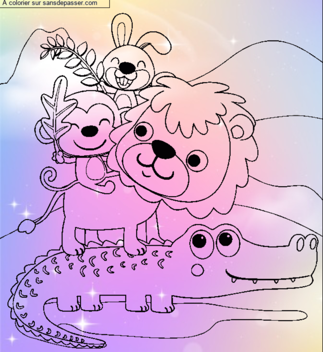 Crocodile, Lion, singe et Lapin par un invit&eacute;