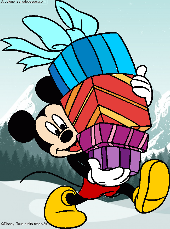 Coloriage Mickey et les cadeaux par EloisePapa