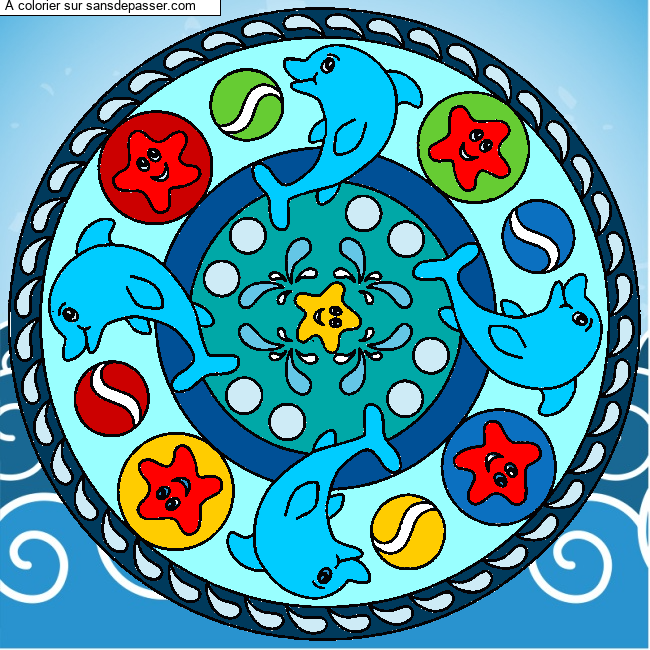Coloriage Mandala Dauphins par un invit&eacute;