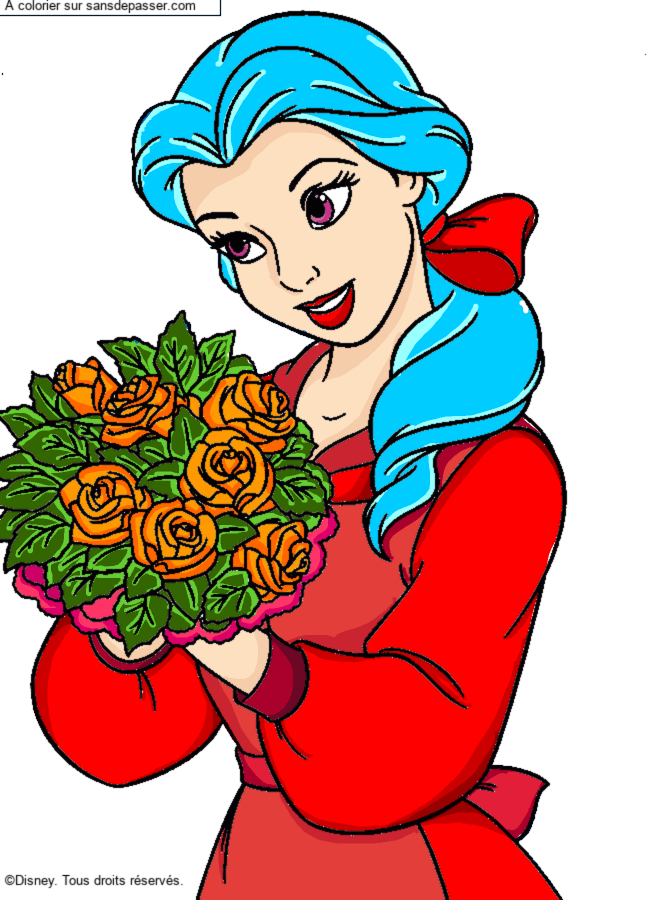 Belle et son bouquet de roses par un invit&eacute;