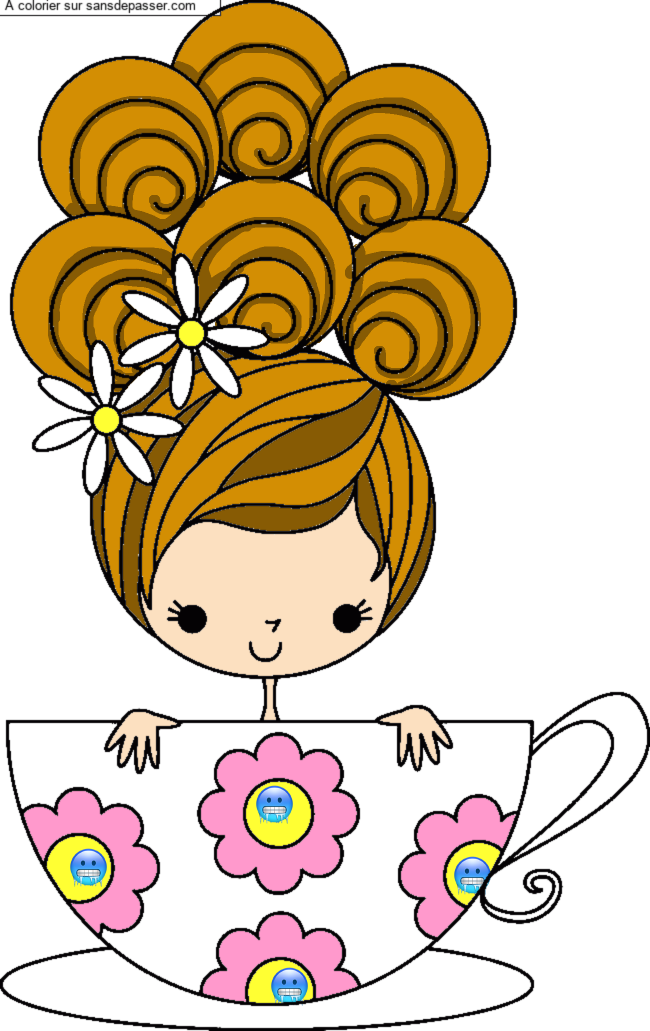 Jeune fille dans une tasse par un invit&eacute;