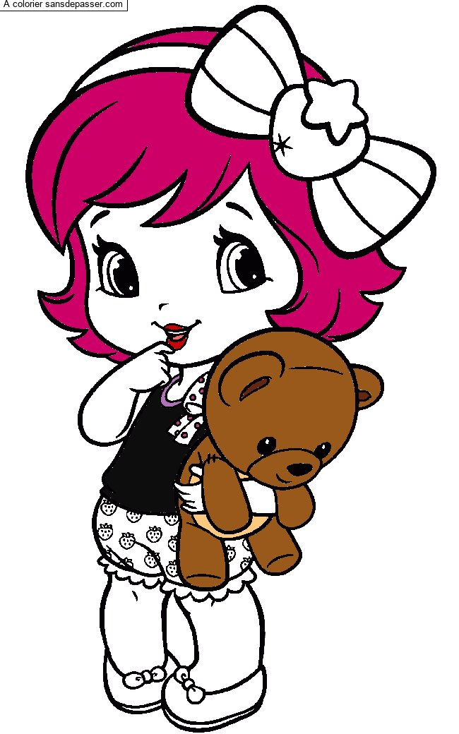 Petite fille et son ours par un invit&eacute;