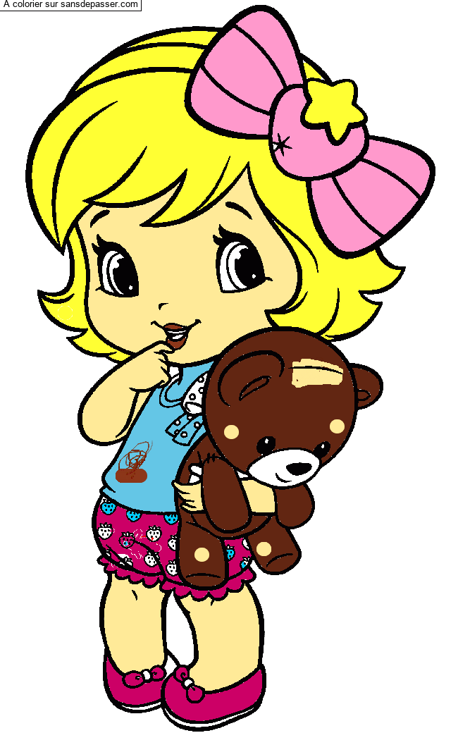 Petite fille et son ours par un invit&eacute;