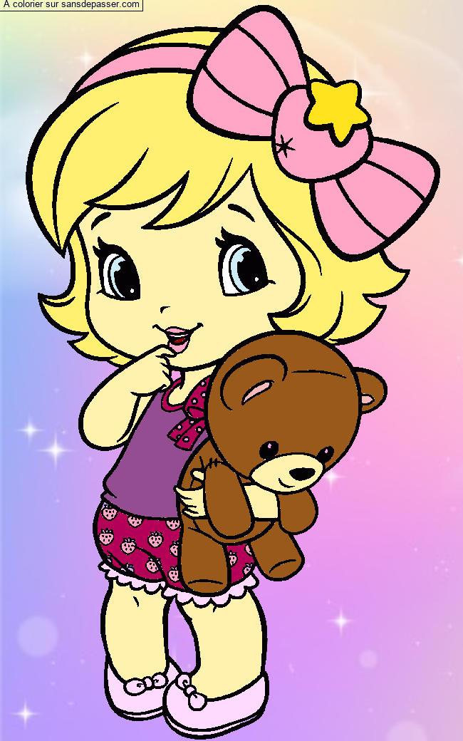 Petite fille et son ours par un invit&eacute;